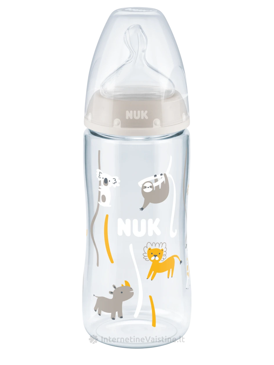 NUK buteliukas FIRST CHOICE+ PP 300ml su silik. žind. (M, 0-6mėn.) N1 (dėž.), 0-6mėn.) N1 (dėž.) | internetinevaistine.lt