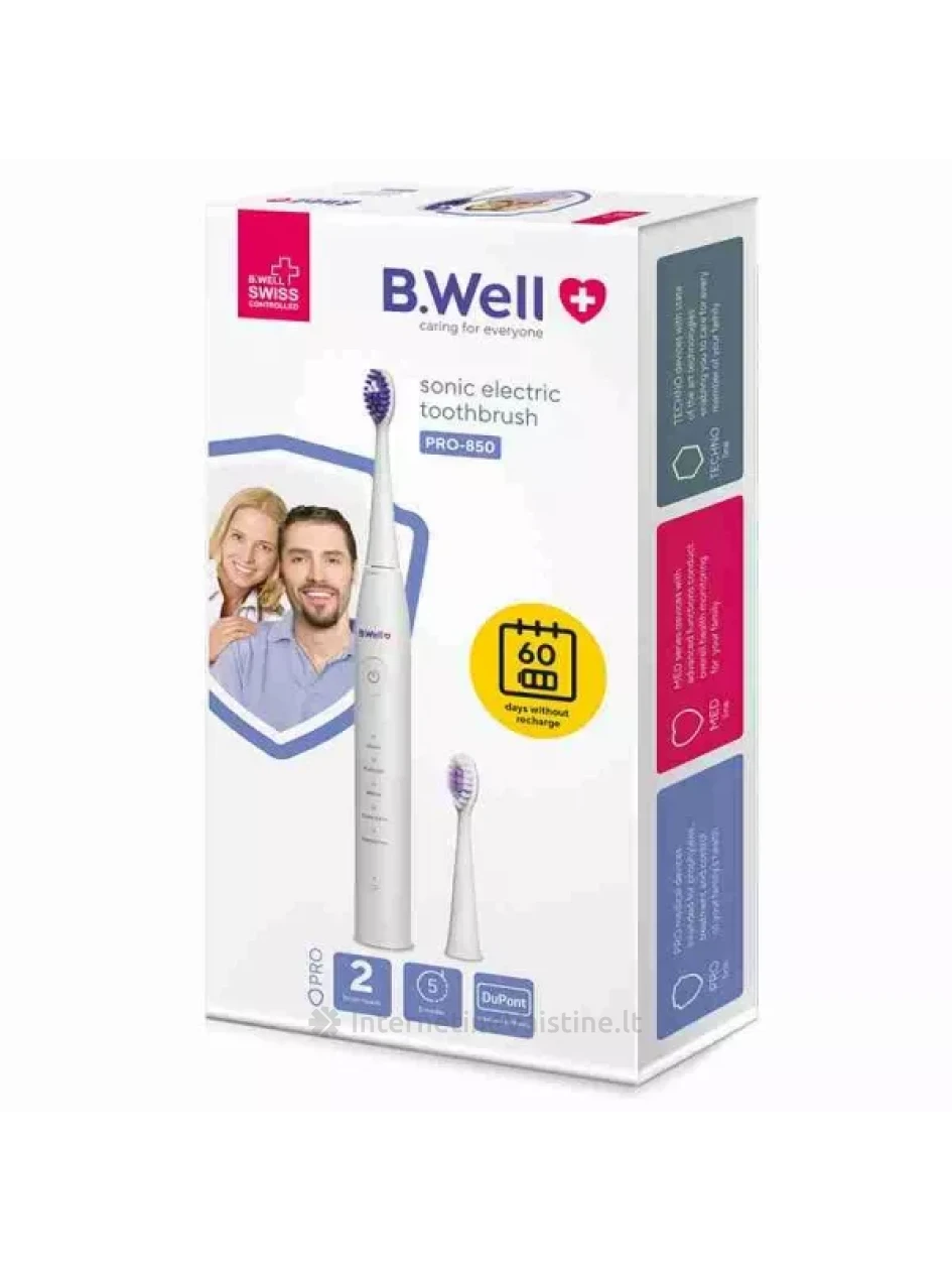 Dantų šep. B.WELL PRO-850 elektr. (baltas) N1, Vnt | internetinevaistine.lt