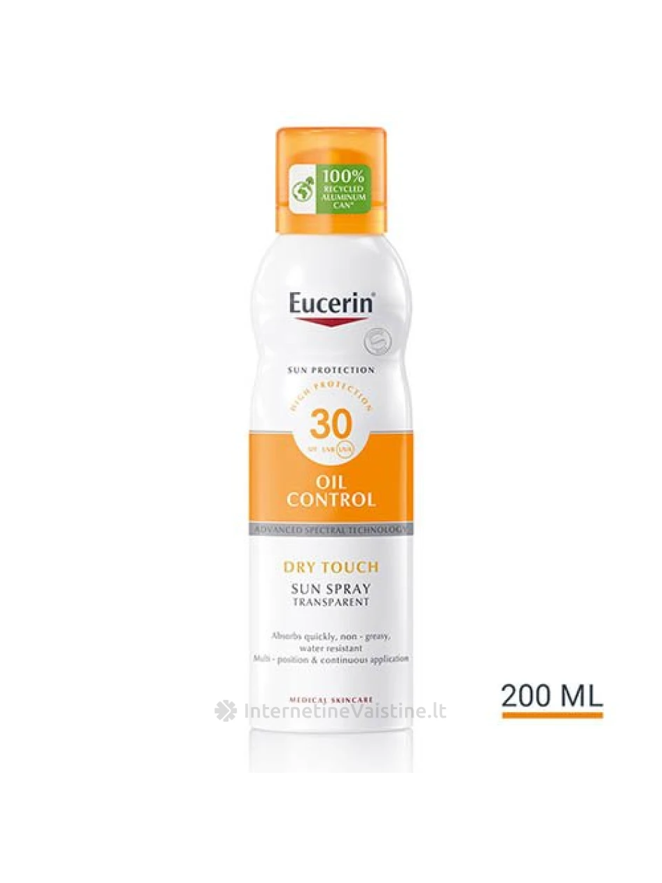 EUCERIN Sun purškalas (dulksna) nuo saulės SPF30, 200ml (69759) | internetinevaistine.lt