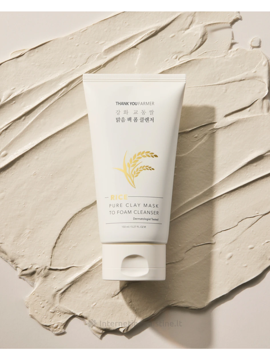 THANK YOU FARMER Rice Pure Clay Mask/Foam valiklis 2in1, 150 ml | internetinevaistine.lt