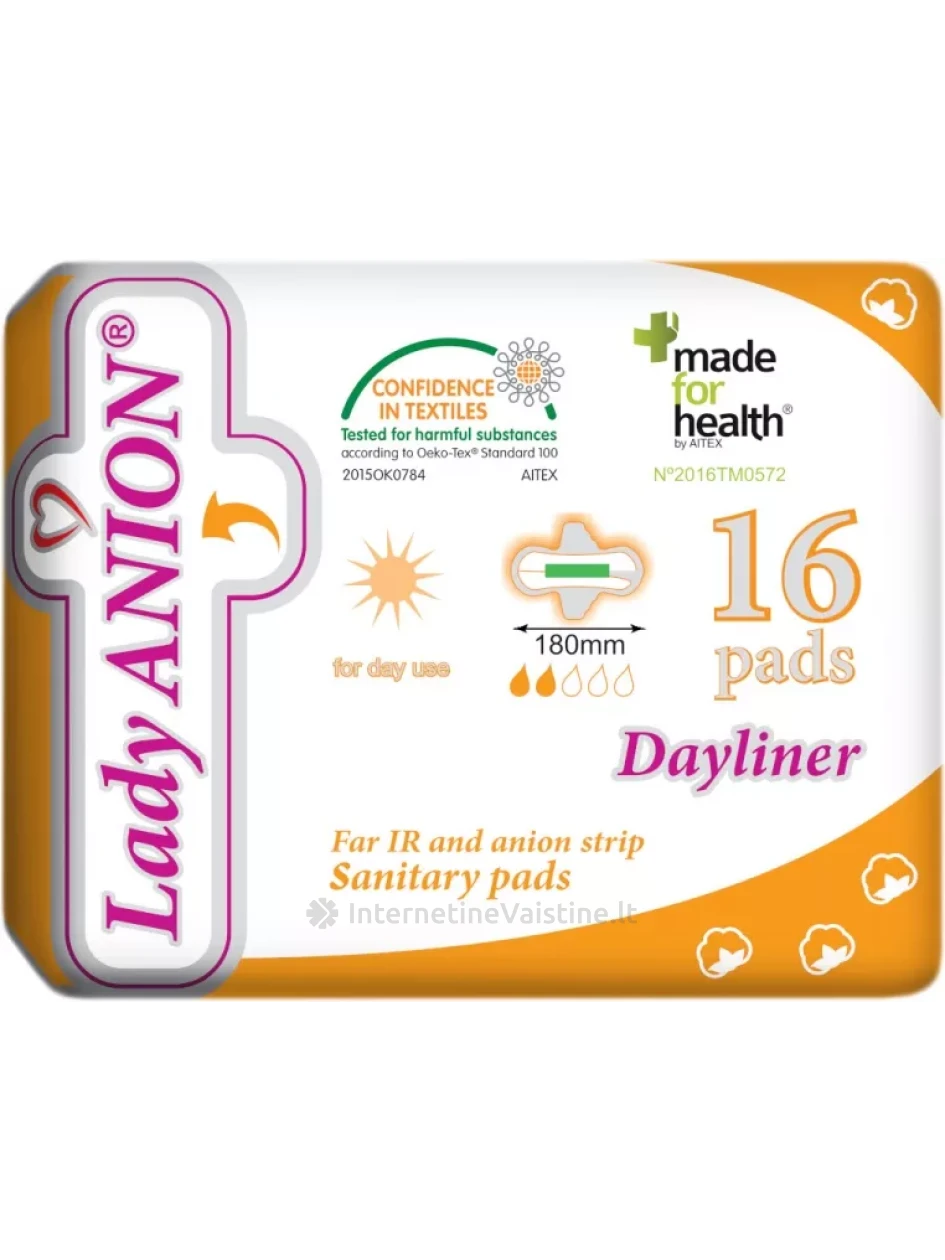 LADY ANION kasdieniniai įklotai su anijonų juostele, 180 mm, N16 | internetinevaistine.lt