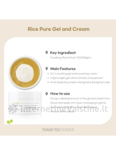 THANK YOU FARMER Rice Pure Gel and Cream, 80 ml | internetinevaistine.lt