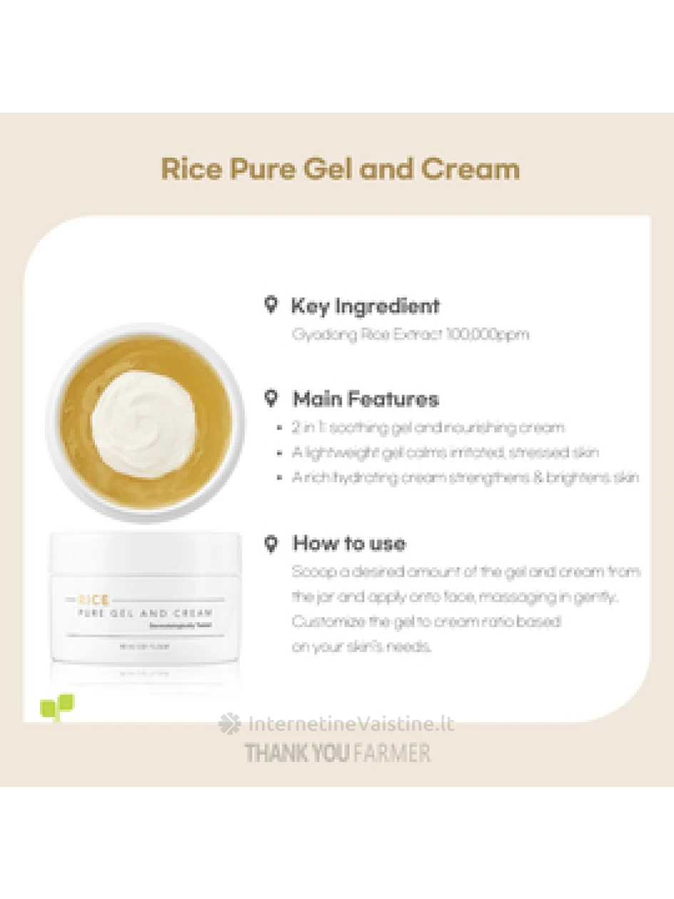 THANK YOU FARMER Rice Pure Gel and Cream, 80 ml | internetinevaistine.lt