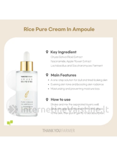 THANK YOU FARMER Rice Pure ampulė ir kremas, 50 ml | internetinevaistine.lt