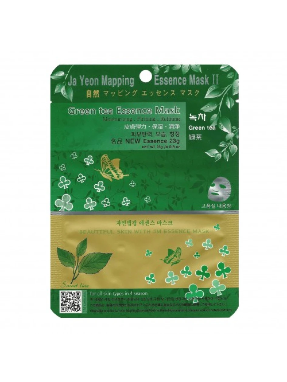 JA YEON MAPPING Green tea Esscence Mask, lakštinė veido kaukė su žal. arbata, 25 g, Vnt | internetinevaistine.lt