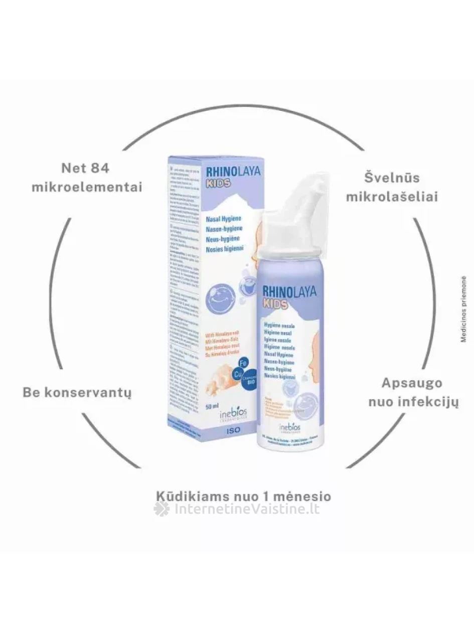 RHINOLAYA izotoninis nosies purškalas kūdikiams KIDS, 50 ml, Vnt | internetinevaistine.lt