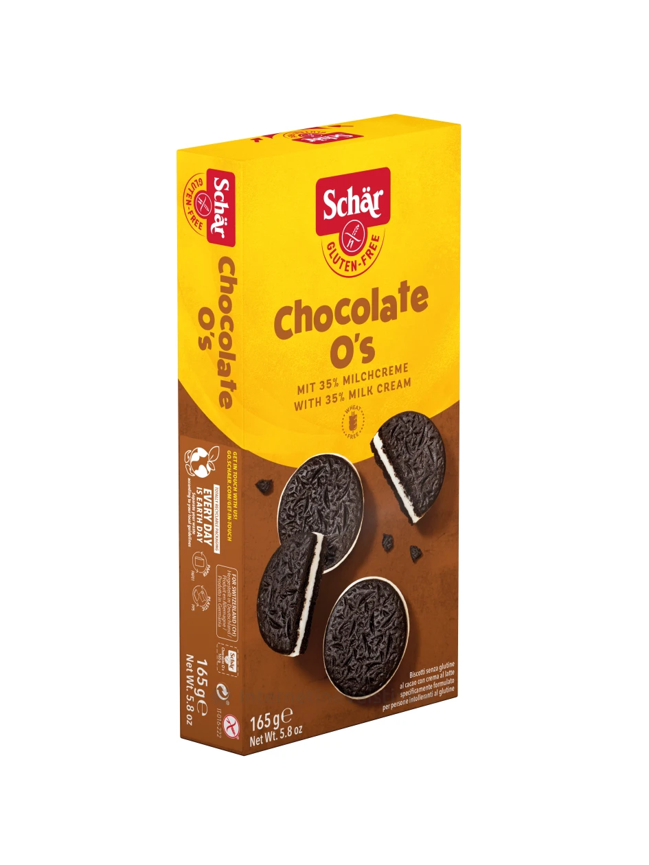 Schär CHOCOLATE O'S - sausainiai su vaniliniu pertepimu be glitimo, 165g | internetinevaistine.lt
