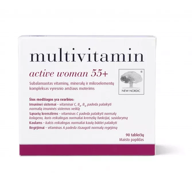 NEW NORDIC maisto papildas MULTIVITAMINAI MOTERIMS 55+, 90 tab.