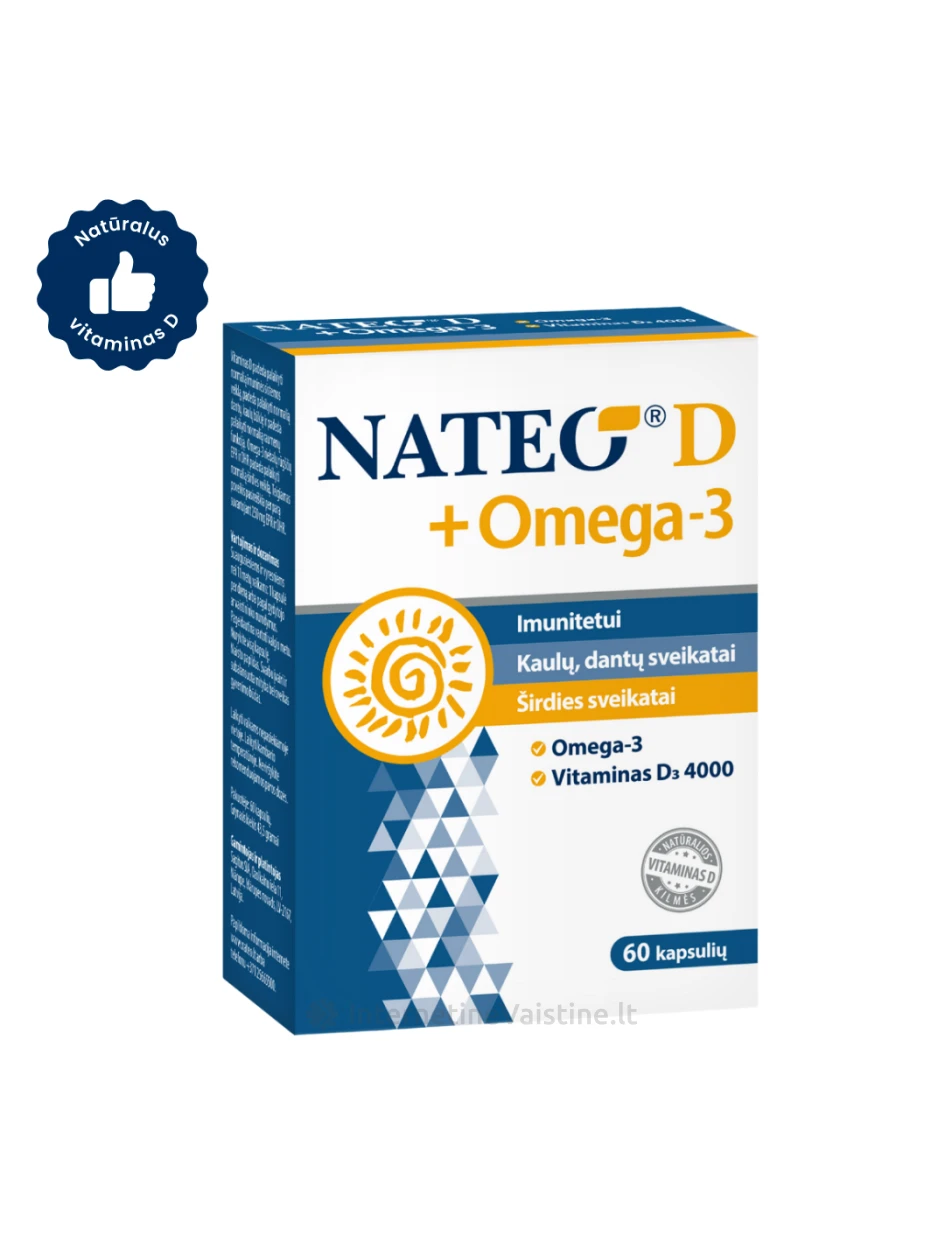 NATEO® D + Omega-3 IU4000, 60 kapsulių, 60 kapsulių | internetinevaistine.lt
