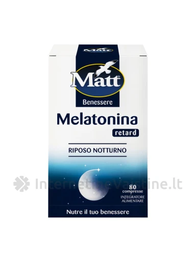 MATT Melatonina retard, maisto papildas su melatoninu, 80 tablečių | internetinevaistine.lt