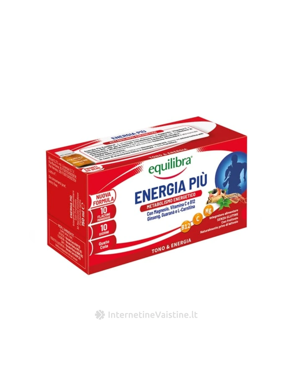 EQUILIBRA maisto papildas energijai ENERGIA PIU, kolos skonio 15ml skyst. N10 | internetinevaistine.lt