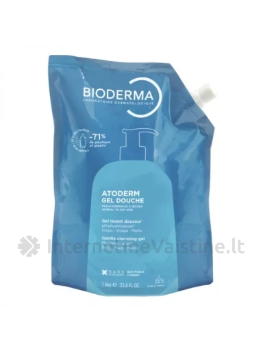 BIODERMA kūno ir veido prausiklis ATODERM GEL-DOUCHE ECOREFILL, papildymas, 1 l | internetinevaistine.lt