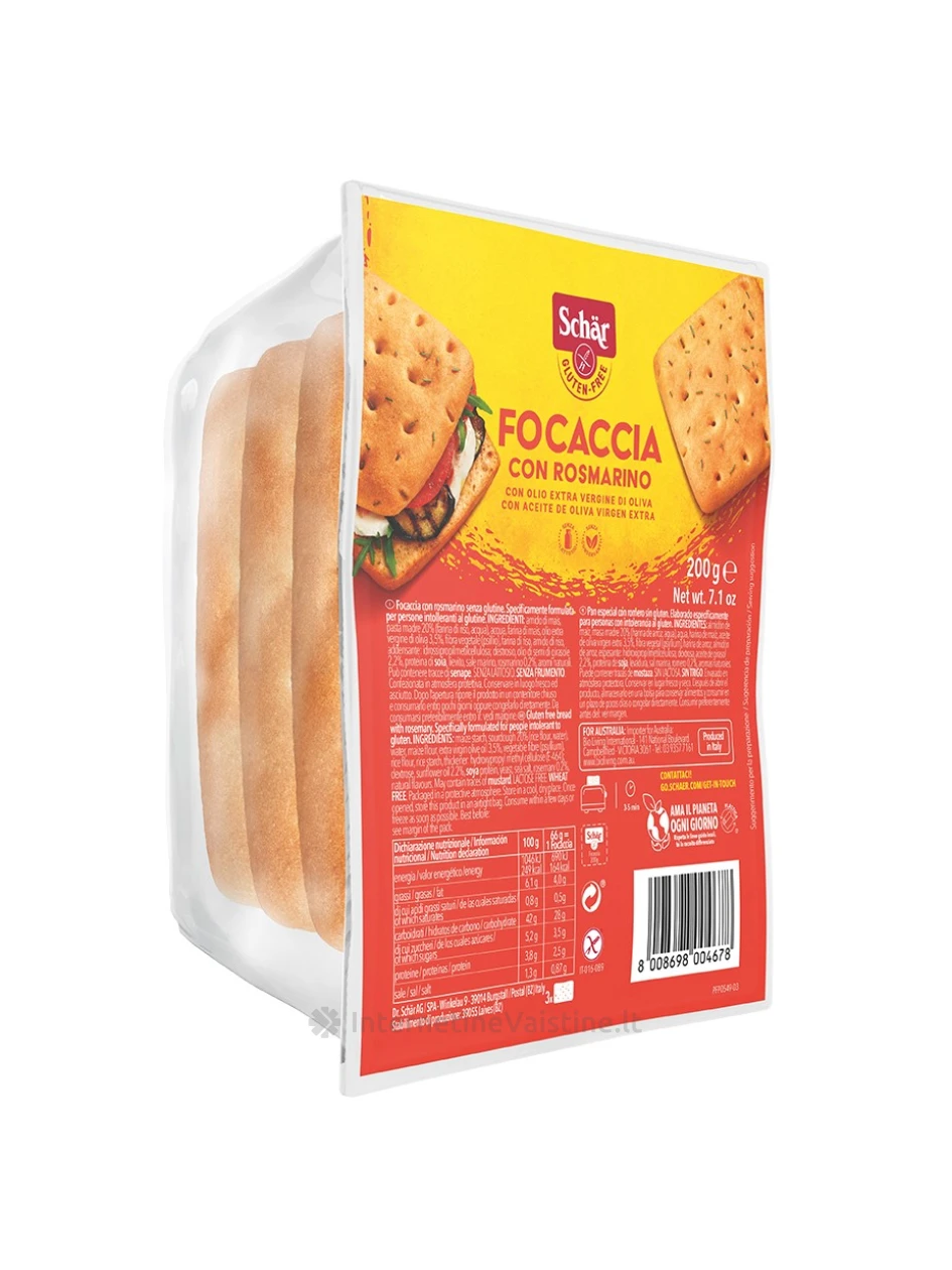 Schär FOCACCIA - itališka duonelė su rozmarinais be glitimo, 200g | internetinevaistine.lt