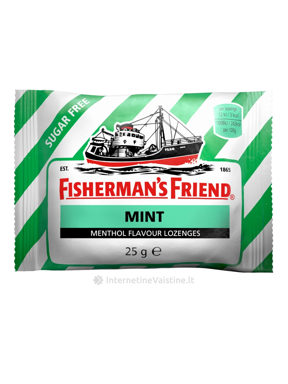 FISHERMAN'S FRIEND Mėtų skonio pastilės, 25 g, 25g | internetinevaistine.lt