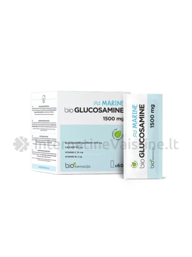BIOFARMACIJA maisto papildas milteliais GLUCOSAMINE MARINE 1500 mg, 60 pak. | internetinevaistine.lt