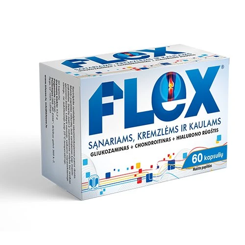 FLEX maisto papildas sąnariams, kremzlėms ir kaulams, 60 kaps.