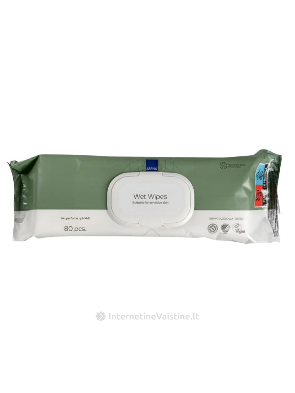 Servetėlės drėgn. ABENA N80 (su dangt.), 80 vnt. | internetinevaistine.lt