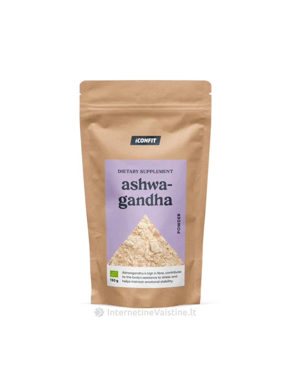 ICONFIT ekologiški Ašvagandos (Ashwagandha) milteliai, 150 g | internetinevaistine.lt