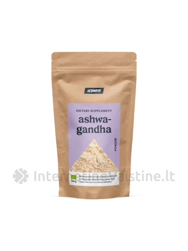 ICONFIT ekologiški Ašvagandos (Ashwagandha) milteliai, 150 g | internetinevaistine.lt