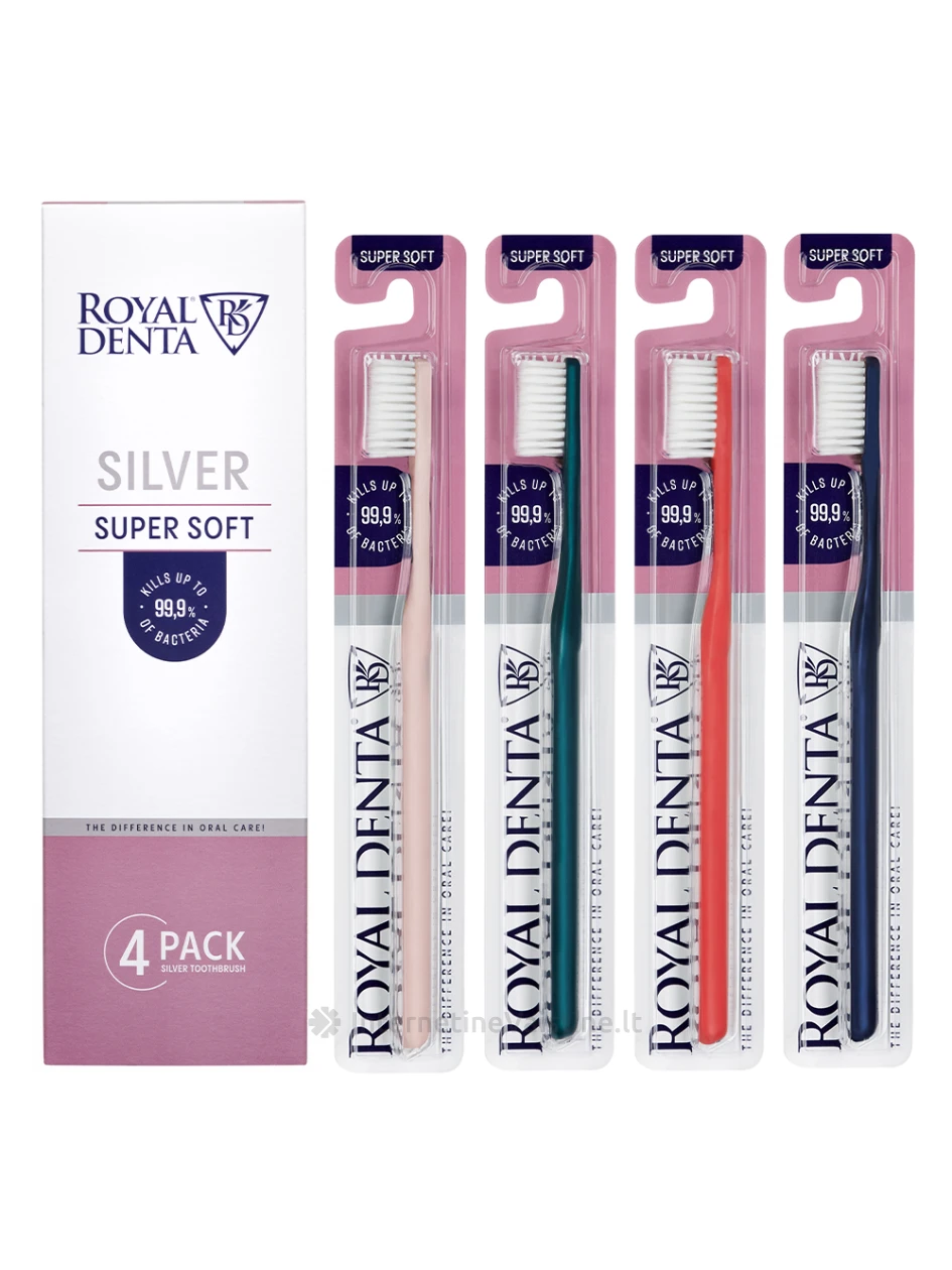 ROYAL DENTA dantų šepetėlių rinkinys SILVER SUPER SOFT, 4 | internetinevaistine.lt