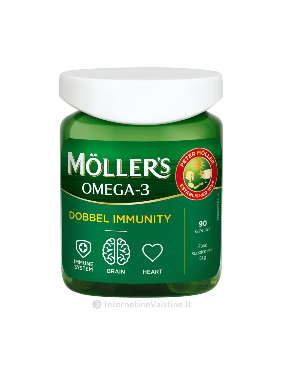 MOLLER`S OMEGA-3 Dobbel Immunity kapsulės N90 | internetinevaistine.lt