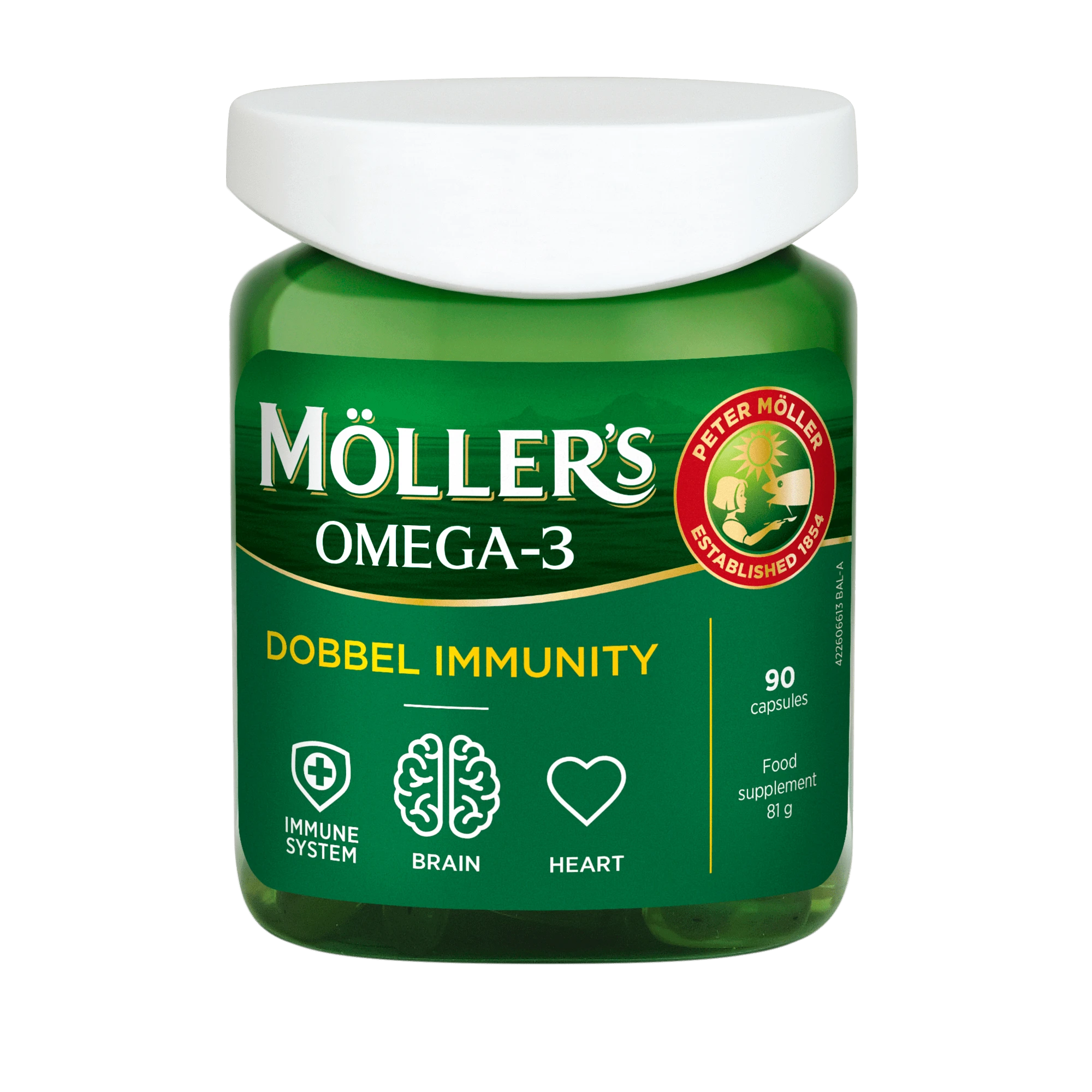MOLLER`S OMEGA-3 Dobbel Immunity kapsulės N90