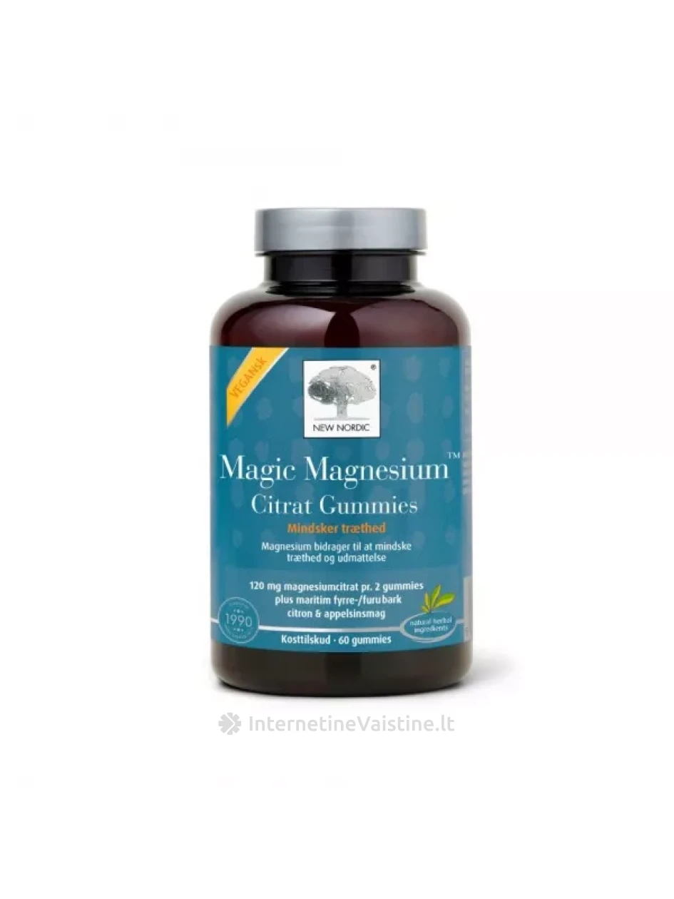 NEW NORDIC maisto papildas MAGIC MAGNESIUM CITRAT GUMMIES, 60 guminukų | internetinevaistine.lt