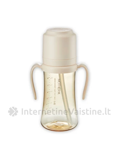 MOTHER-K gertuvė PPSU Basic su silikoniniu šiaudeliu, 300 ml (kreminis), Vnt | internetinevaistine.lt