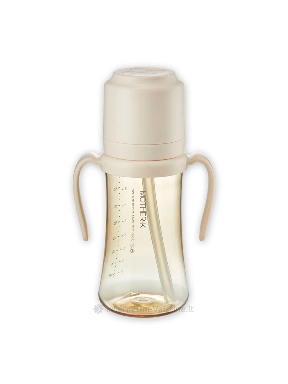 MOTHER-K gertuvė PPSU Basic su silikoniniu šiaudeliu, 300 ml (kreminis), Vnt | internetinevaistine.lt