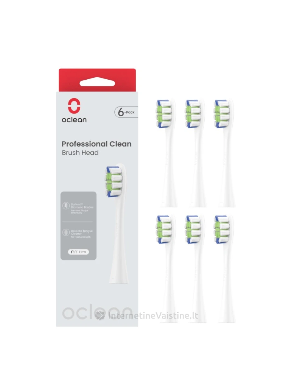 OCLEAN Professional Clean P1C1 W06 White elektrinio šepetėlio galvutės, N6 | internetinevaistine.lt