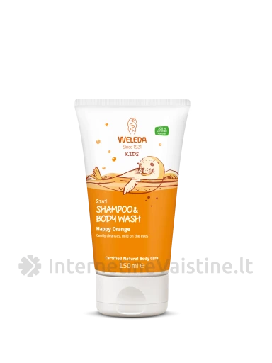 WELEDA Kids Happy Orange 2in1 dušo gelis ir šampūnas, 150 ml | internetinevaistine.lt