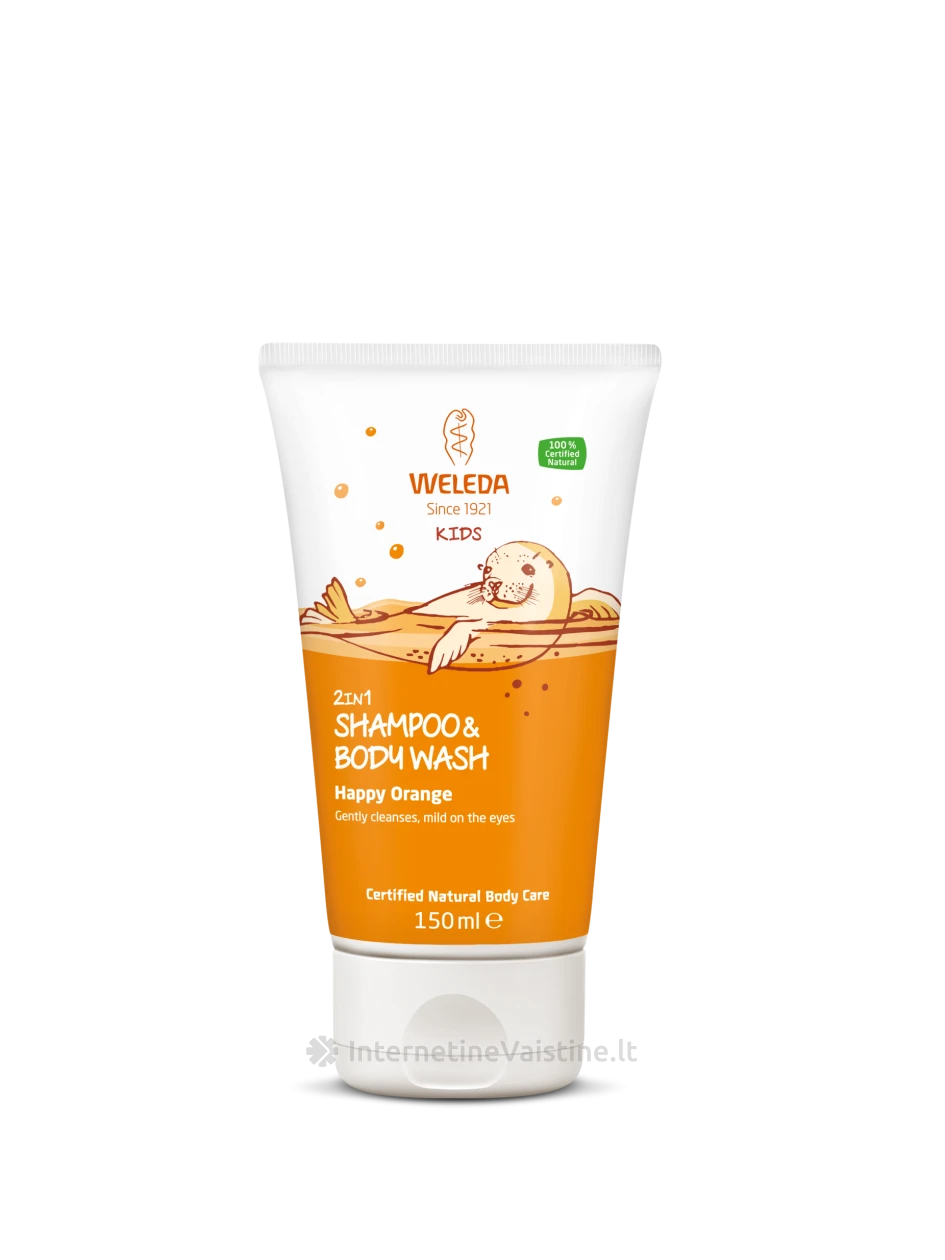 WELEDA Kids Happy Orange 2in1 dušo gelis ir šampūnas, 150 ml | internetinevaistine.lt