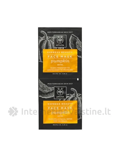 APIVITA Express Beauty veido kaukė su moliūgu, detoksikuojanti, 8 ml x 2 vnt. | internetinevaistine.lt