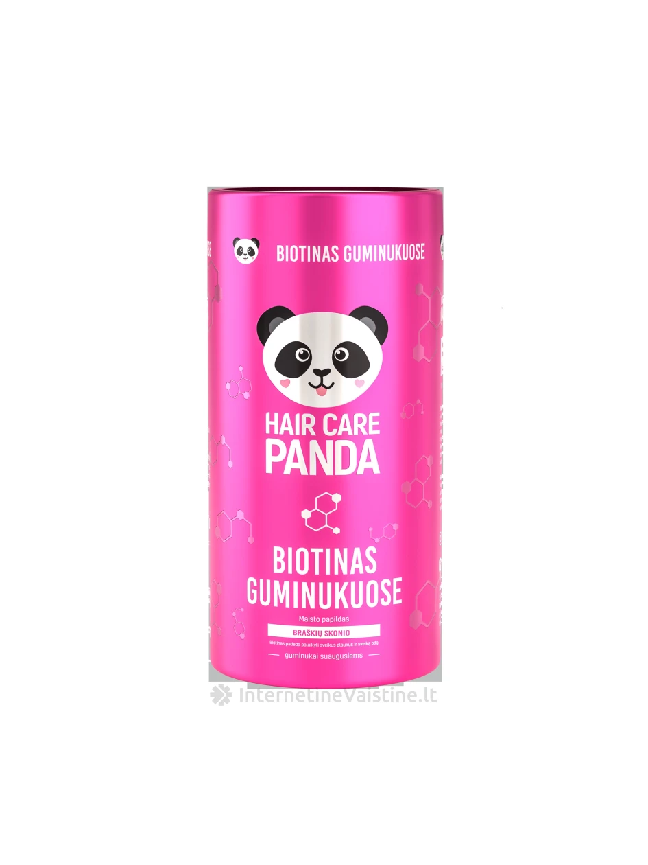 HAIR CARE PANDA Biotinas guminukai N60, 60 vnt. | internetinevaistine.lt