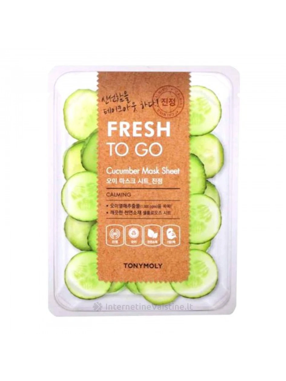 TONYMOLY Fresh To Go kaukė veidui lakštinė su agurkais, 25 g, Vnt | internetinevaistine.lt