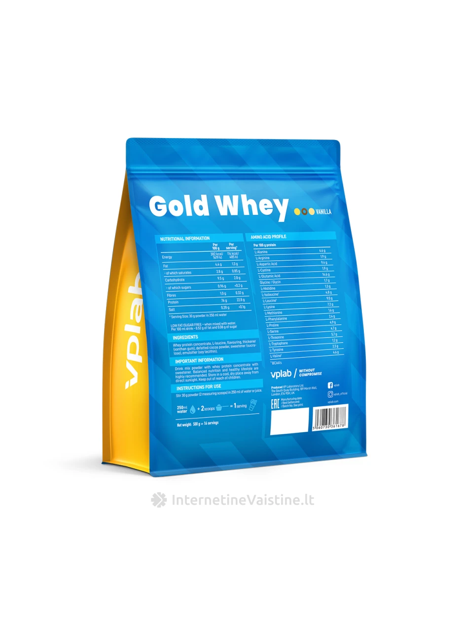 VPLab Gold Whey Vanila, 500 g, Vnt | internetinevaistine.lt