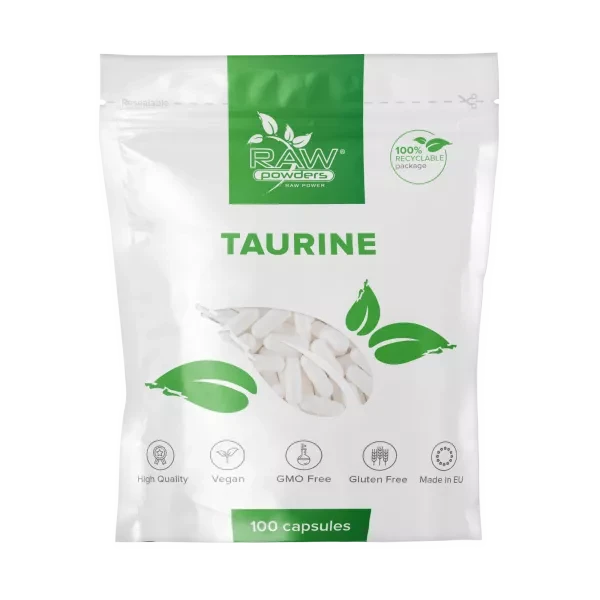 RAW POWDERS Taurinas, 500 mg, 100 kapsulių