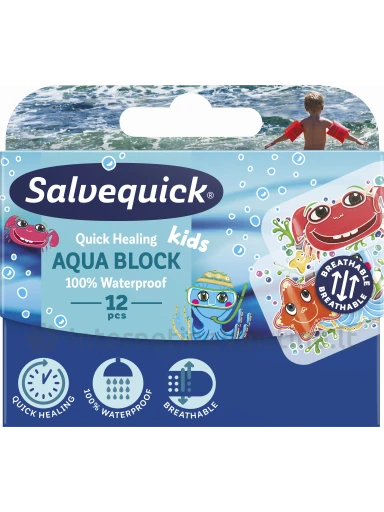 SALVEQUICK pleistrų rinkinys vaikams Aqua Block Kids N12, N12 | internetinevaistine.lt