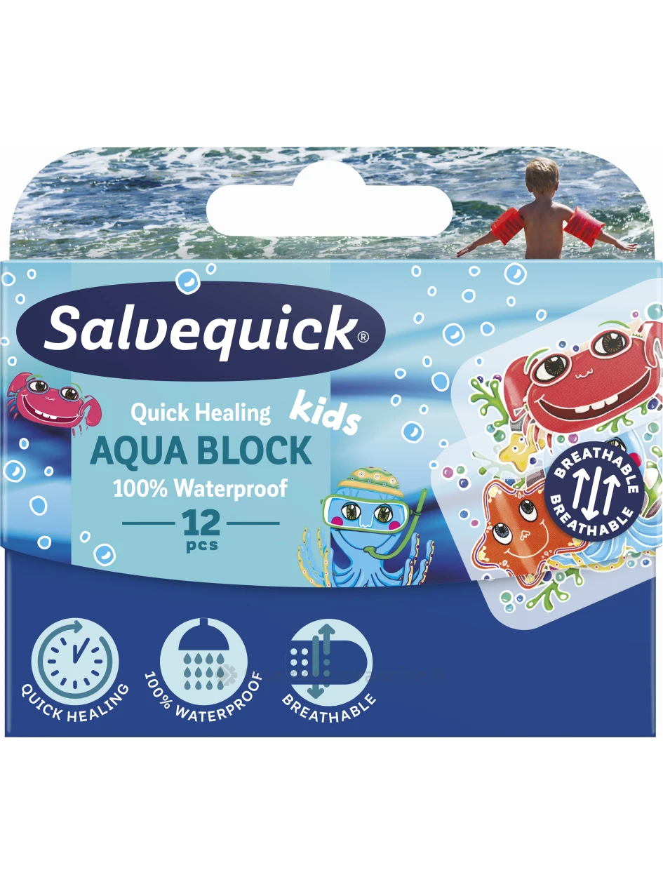 SALVEQUICK pleistrų rinkinys vaikams Aqua Block Kids N12, N12 | internetinevaistine.lt