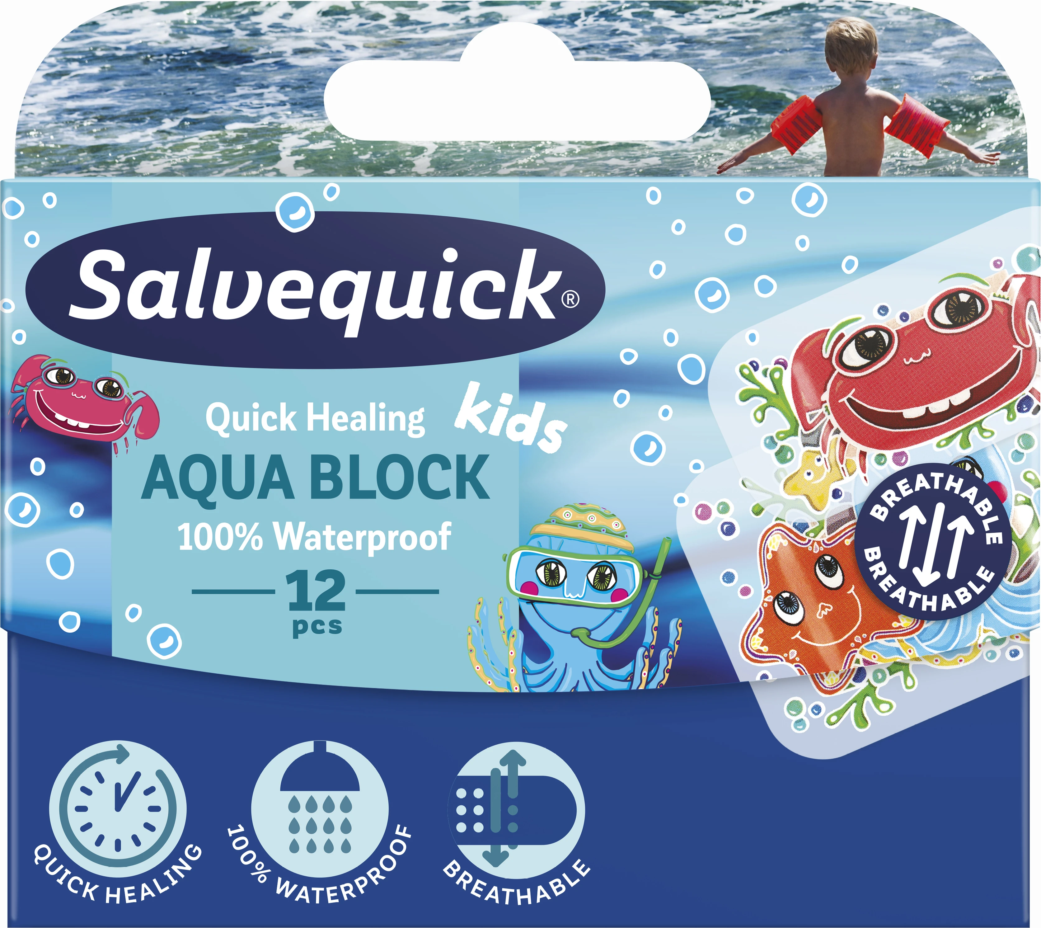 SALVEQUICK pleistrų rinkinys vaikams Aqua Block Kids N12, N12