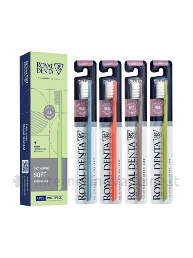 ROYAL DENTA dantų šepetėlių rinkinys SILVER SOFT, 4 vnt | internetinevaistine.lt
