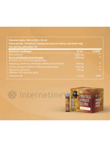 SAPIENS Propolis Immuno Strong ger. dozių 10ml N20 | internetinevaistine.lt