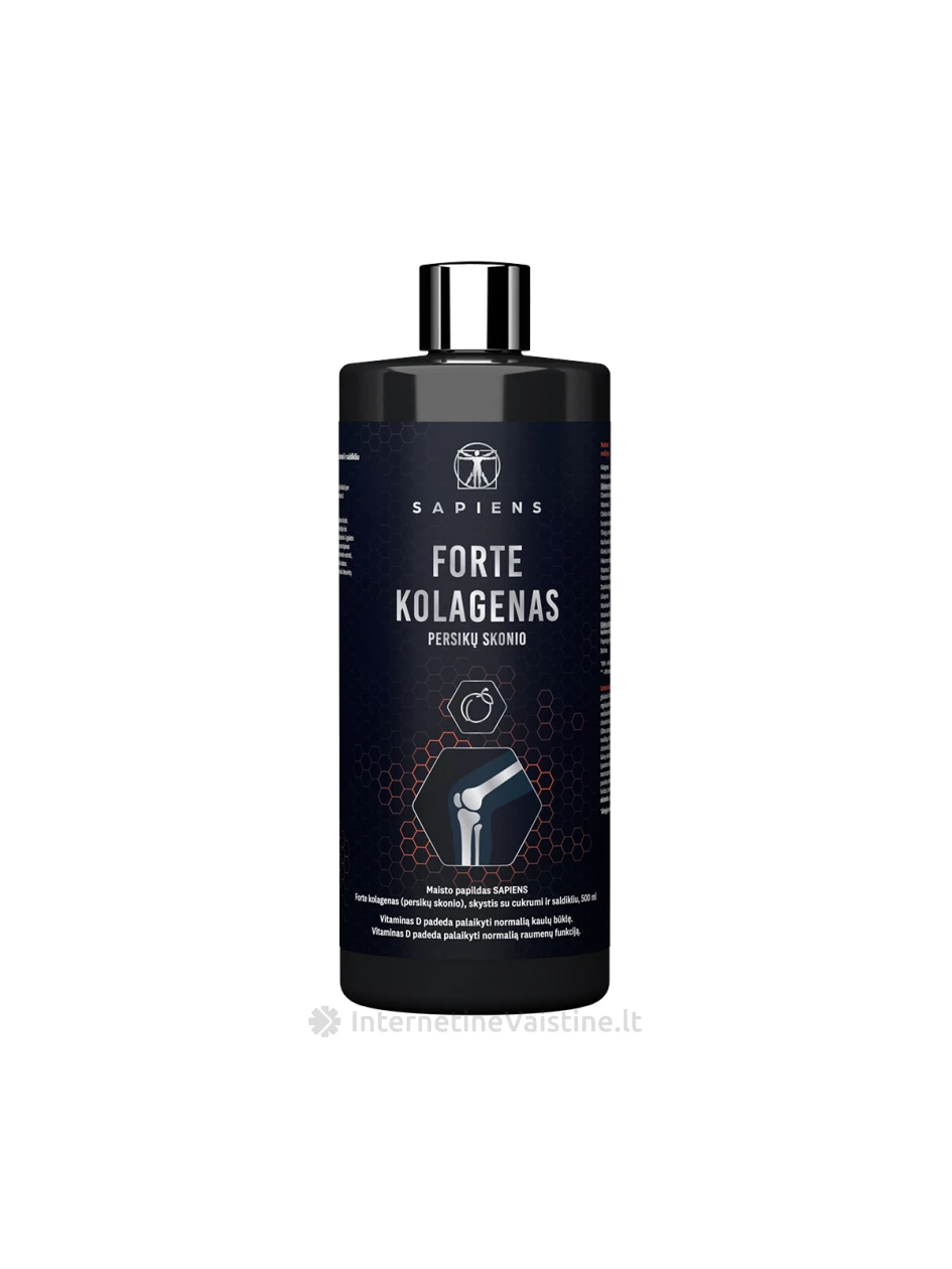 SAPIENS Forte Kolagenas sąnariams su vit. D, persikų skonio, 500 ml, 500 ml | internetinevaistine.lt