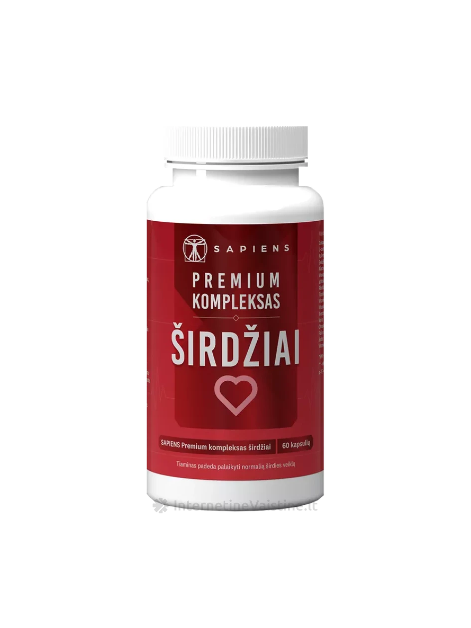 SAPIENS Premium kompleksas širdžiai kaps. N60, 60 vnt. | internetinevaistine.lt