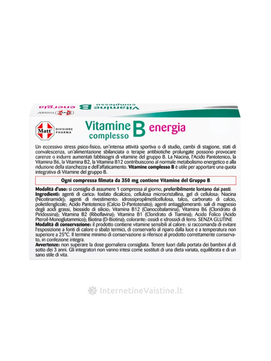 MATT DIVISIONE PHARMA Vitamine Complesso B, maisto papildas, 24 tabletės | internetinevaistine.lt