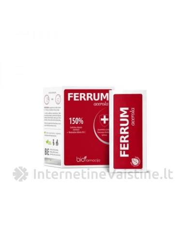 BIOFARMACIJA maisto papildas milteliais FERRUM ACEROLA, 28 pak. | internetinevaistine.lt