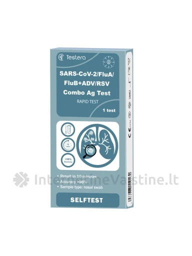 TESTERA SARS-CoV-2/FluA/FluB+ ADV/RSV Antigen 1 vnt. | internetinevaistine.lt