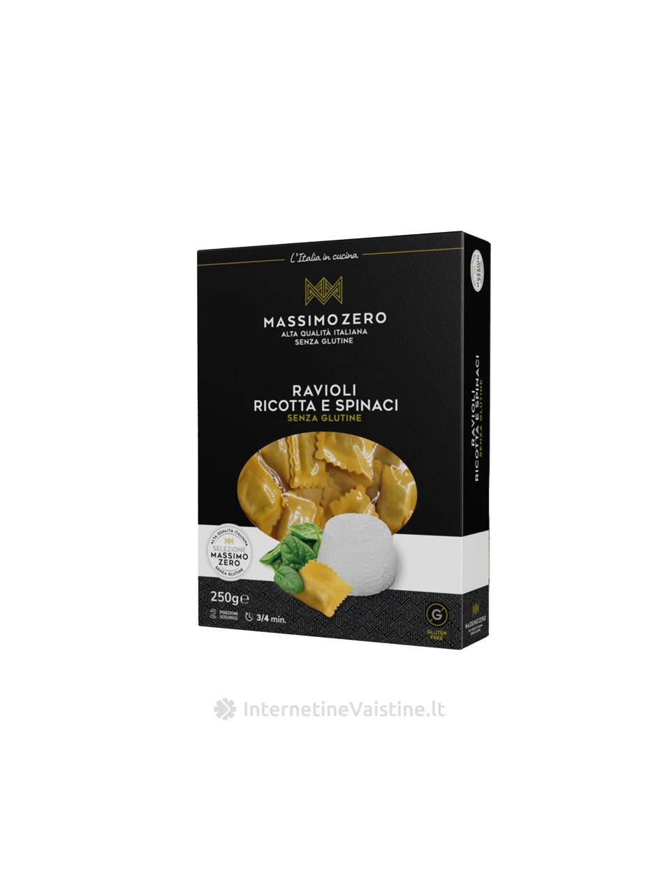 MASSIMO ZERO RAVIOLI RICOTTA E SPINACI -  ravioliai su rikotos sūriu ir špinatais, 250g | internetinevaistine.lt
