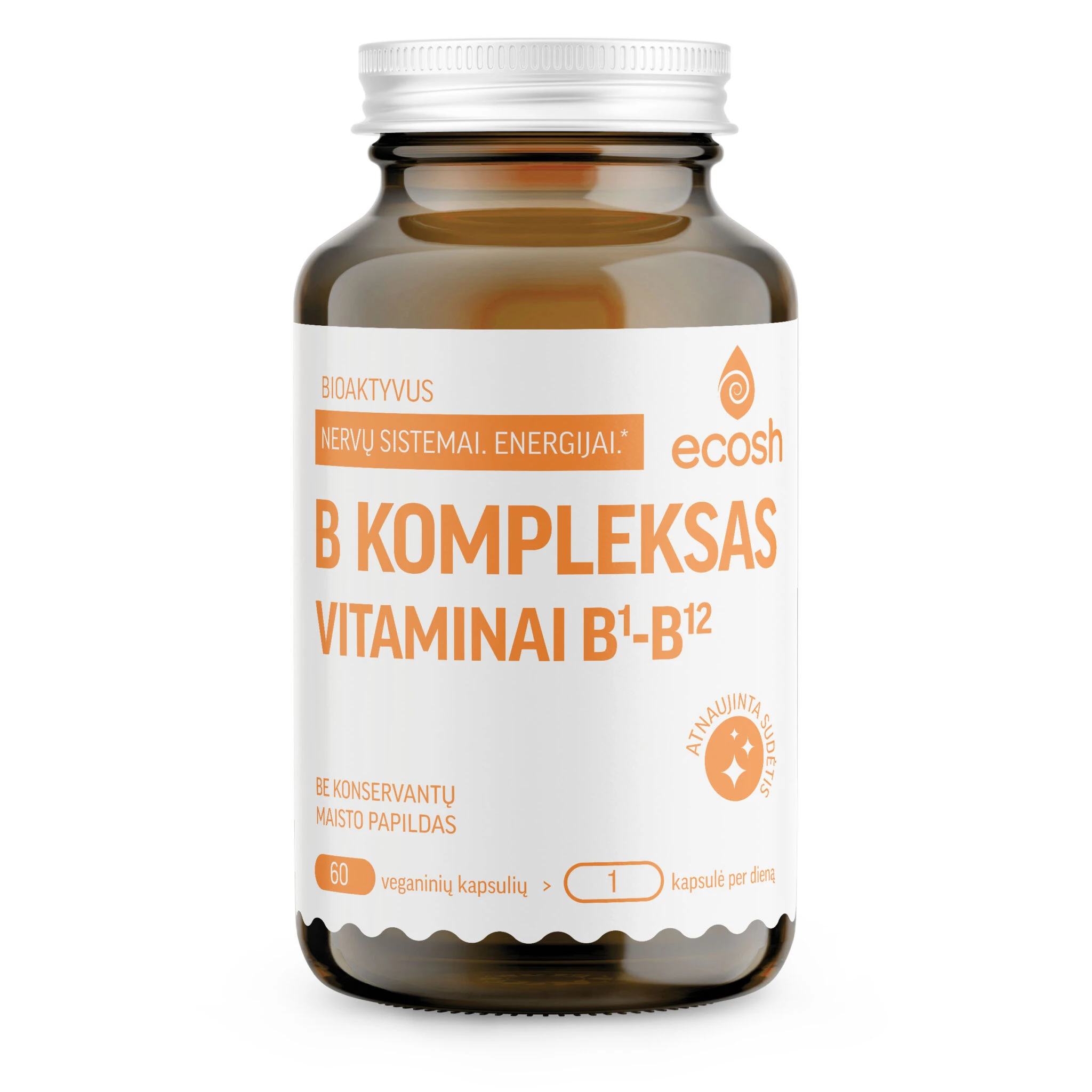 ECOSH bioaktyvus B vitaminų kompleksas, 60 kapsulių