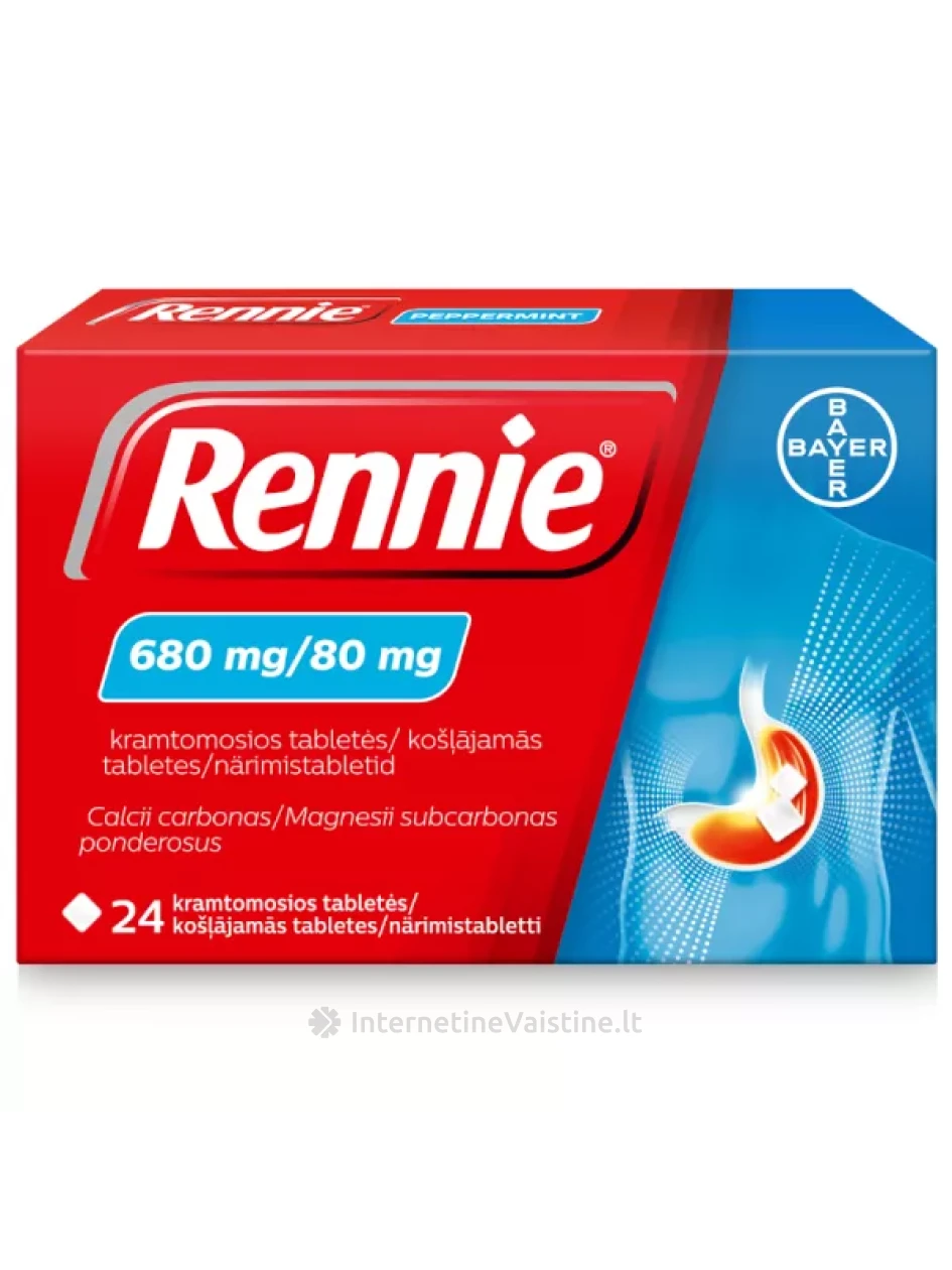 RENNIE 680 mg/80 mg kramtomosios tabletės 24 | internetinevaistine.lt